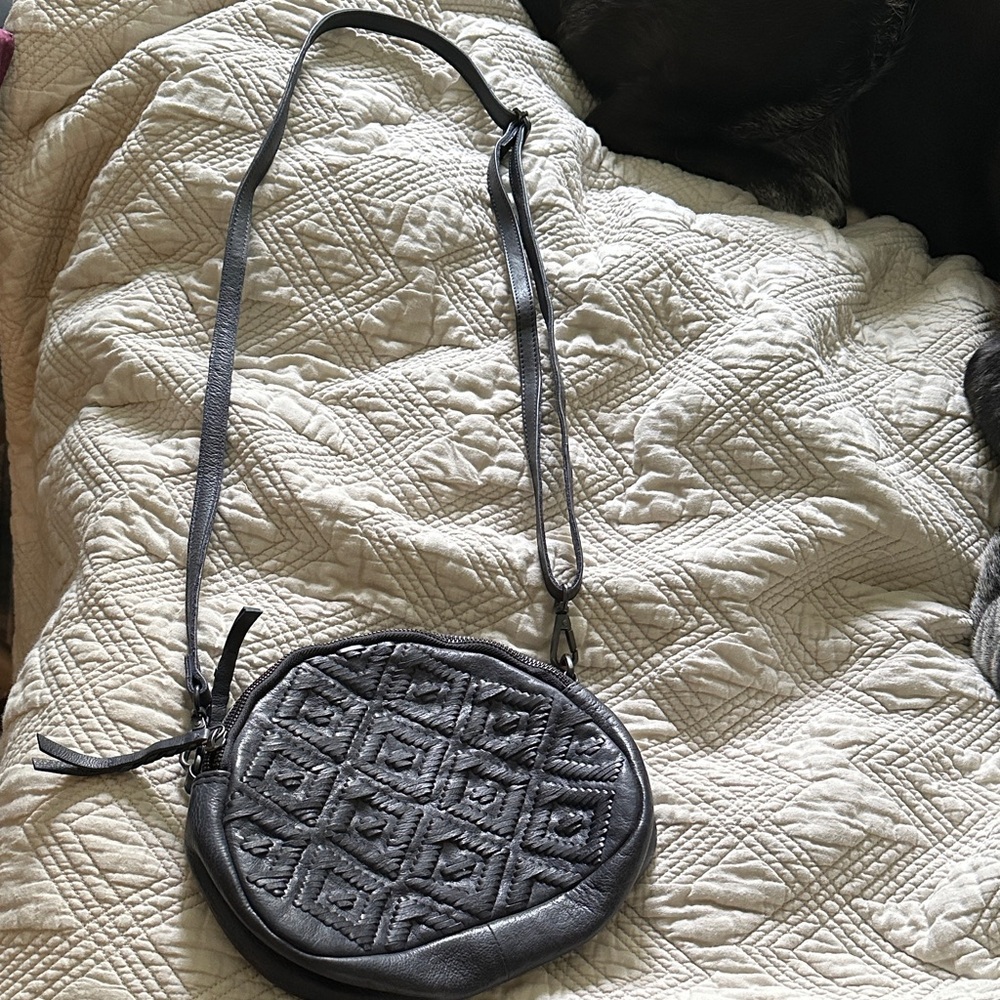 Navy Quilted Leather Crossbody Bag